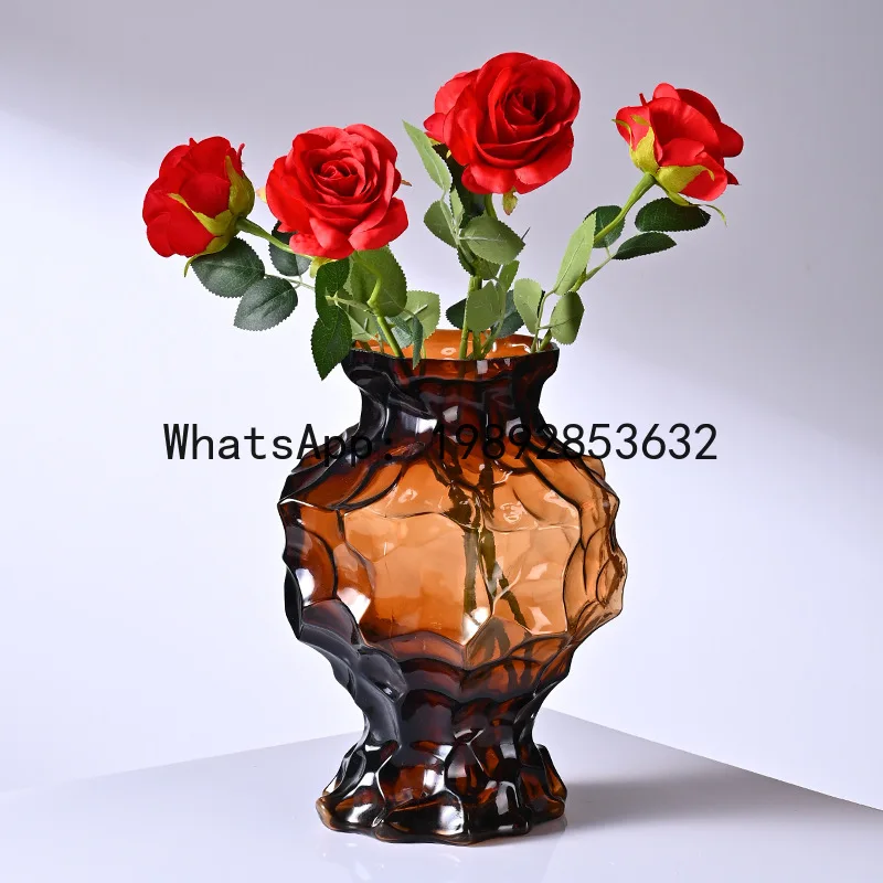 

HP Simple Modern Creative Glass Vase Style Lily Dried Flower Arrangement Special Ornament