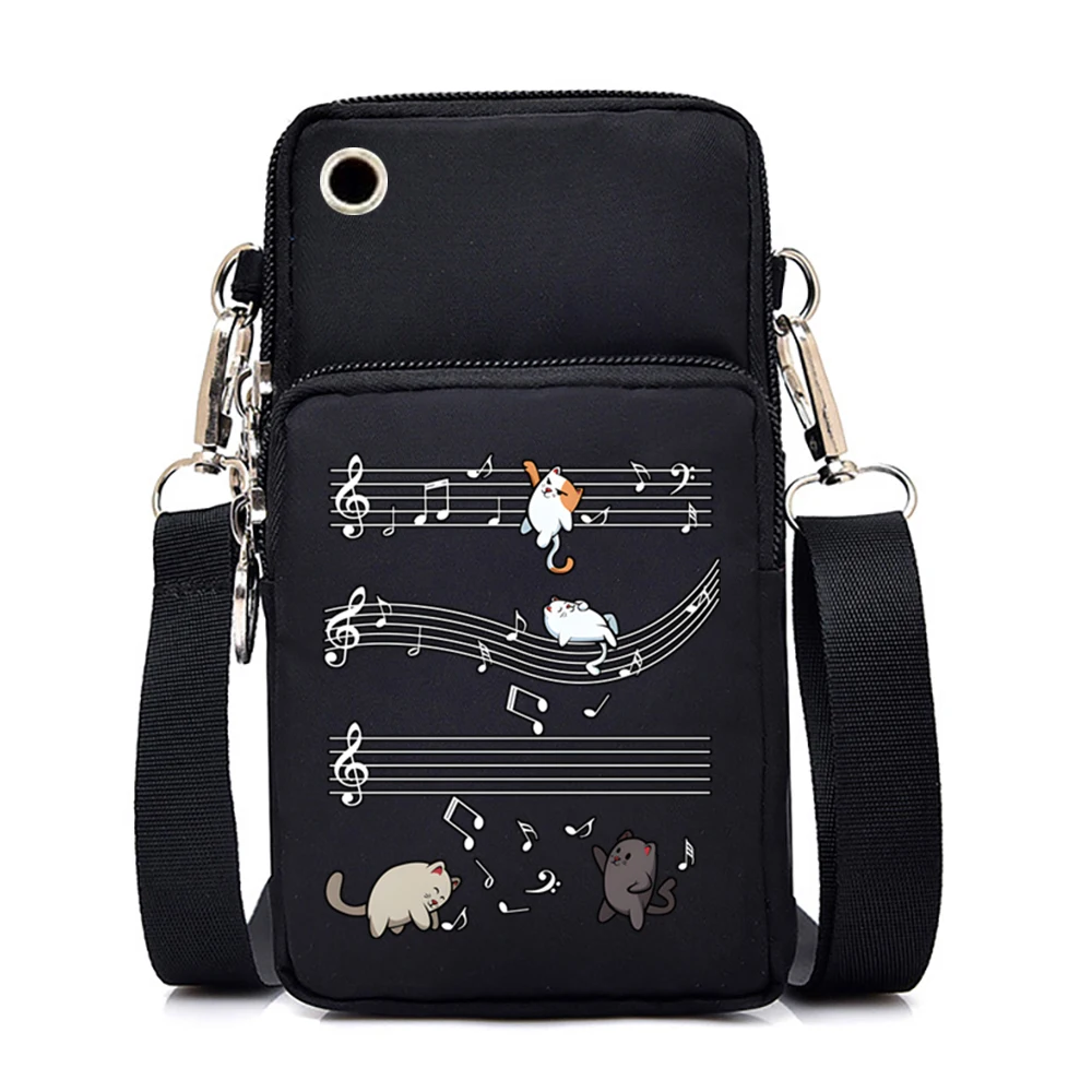 Fashion Brand Mini Mobile Phone Bag Cute Cat Printed Crossbody Bags for Women Cartoon Animal Shoulder Bag Outdoor Wrist Handbags