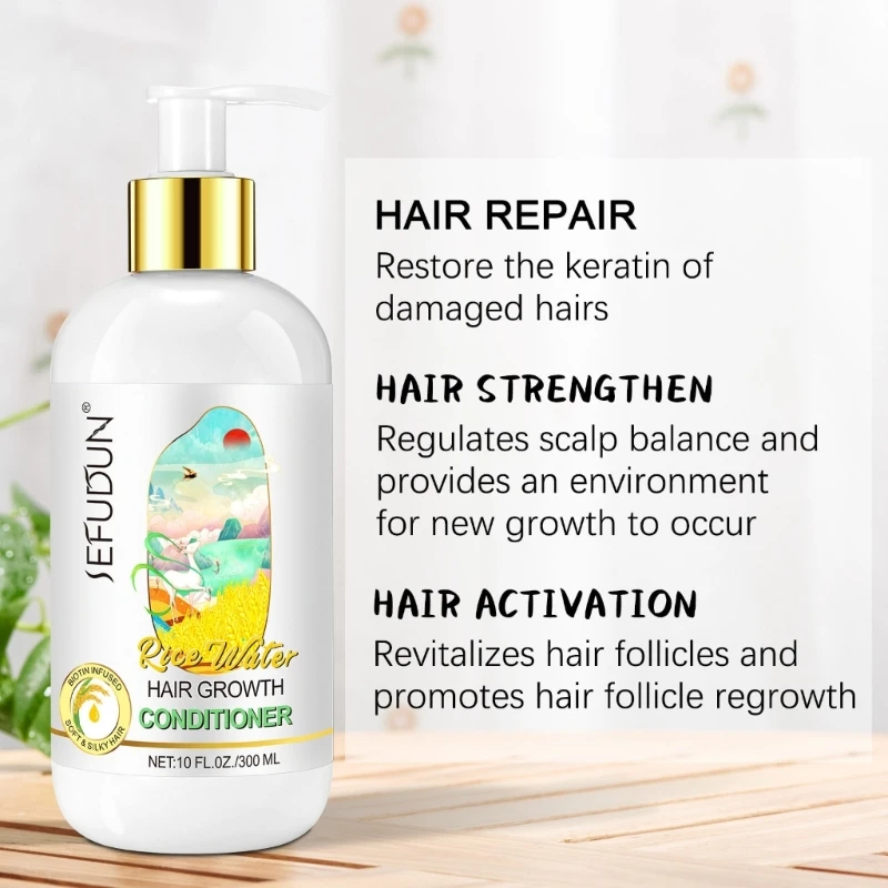 ยาวนาน-กลิ่นหอม Anti-itching Rice Water แชมพูทำความสะอาดหนังศีรษะควบคุมน้ำมันการอุดตันรูขุมขน Beauty Health-Care 300ml