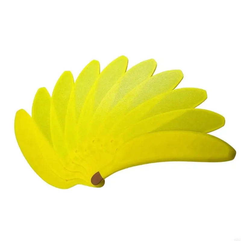 Banana Folding Hand Fan, 3D Form Yellow Display Piece for Desk Styling, Photo Use, Shelf Display and Gift Giving 55KF