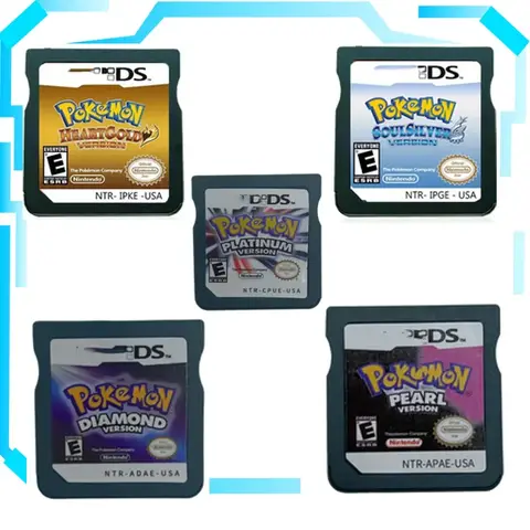 USA Version NDS for Pokemon Handheld Game Golden Heart Silver Soul Pearl Diamond White Gold Game Card  Collection for Nintendo