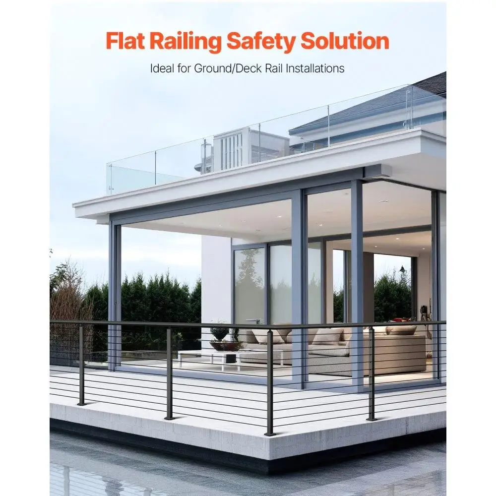 Stainless Steel Railing Post Kit for Level Deck and Stairs 42x2x2 Inch Pre-Drilled Handrail with Mounting Bracket Black Finish