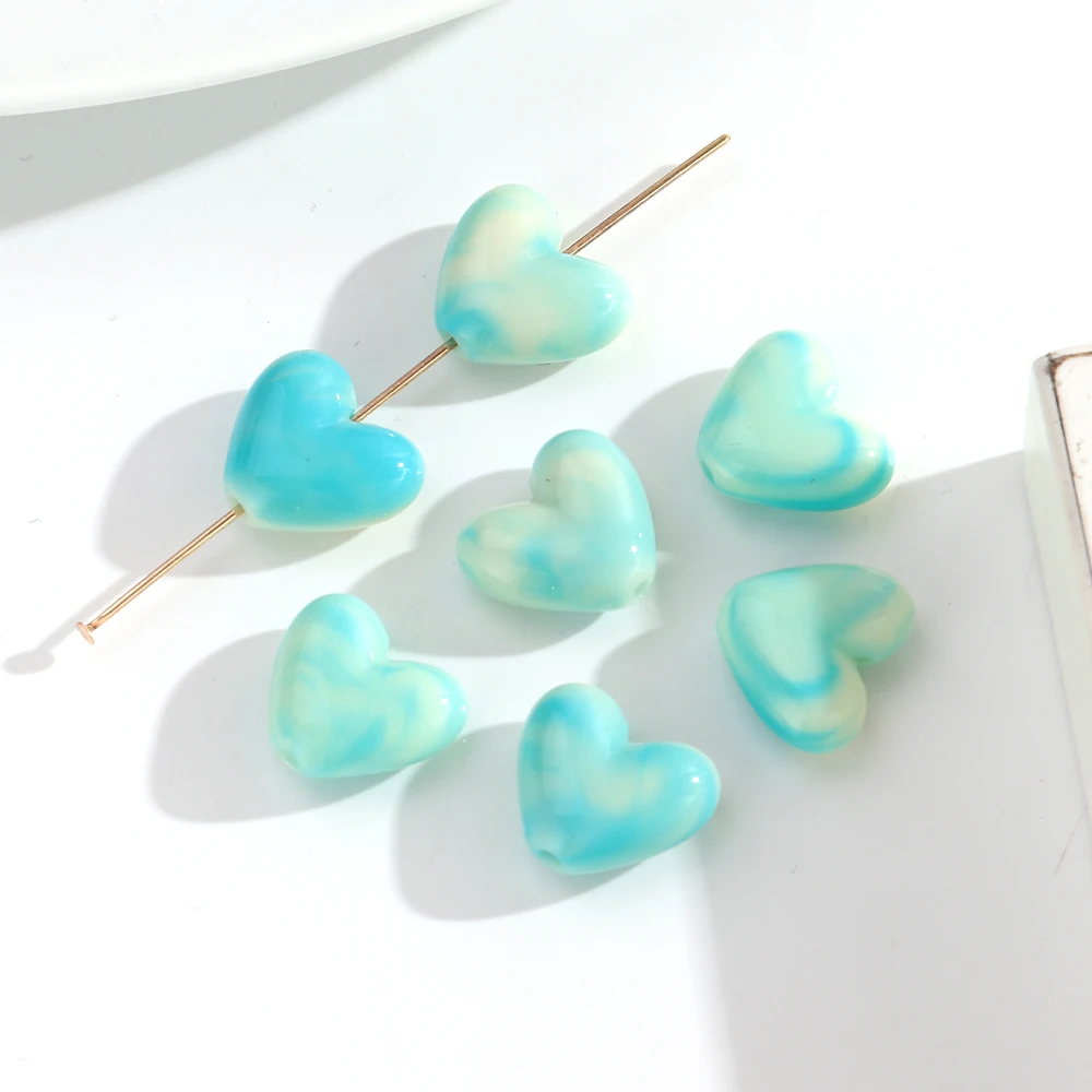 30pcs Dual Color Acryl Hars Hart Losse Kralen 15x17mm Liefde Perzik Spacer Bead DIY Armbanden ketting Sieraden Ambachtelijke Accessoires