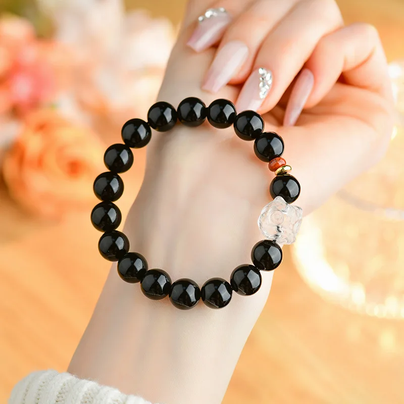 Obsidian Bracelet WhiteXingshi Red Agate Spacer Bracelets Men and Women Temple Hot Souvenirs