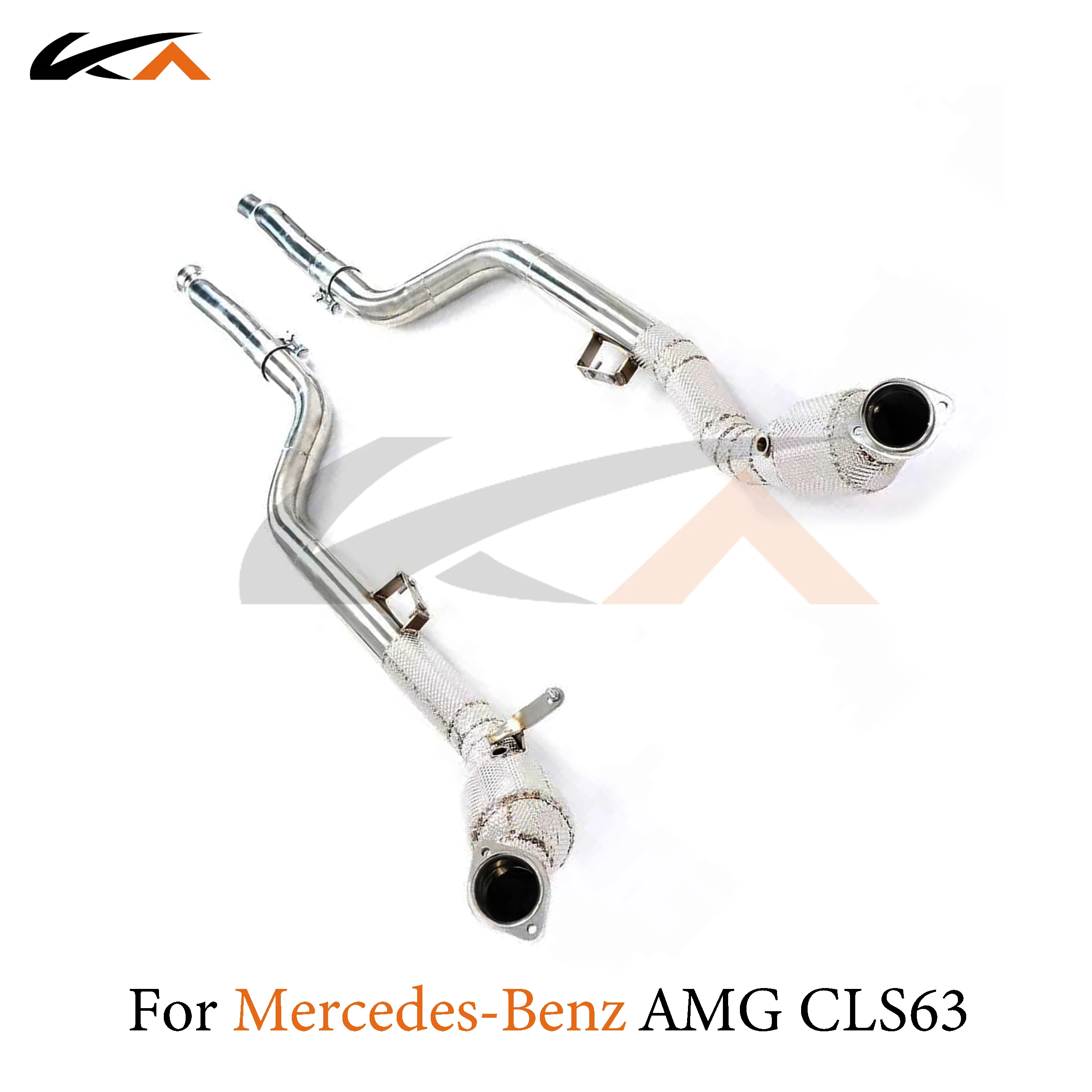 KA Tuning downpipe exhaust steel headers for Mercedes-benz AMG CLS63 5.5T downpipe performance auto parts heat shield catted