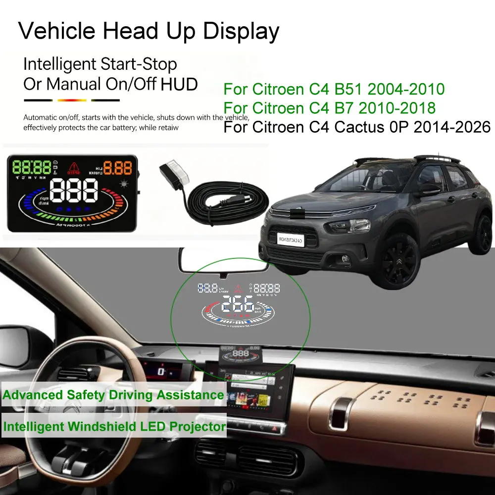 Car HUD Head Up Display For Citroen C4 B51 2004-2010 B7 2011-2018 Cactus 0P 2014-2026 Auto Electronics Accessories