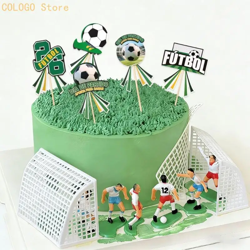 48Pcs Soccer Theme Cake Toppers with World Game Designs Cupcake Picks Decoration D0LD
