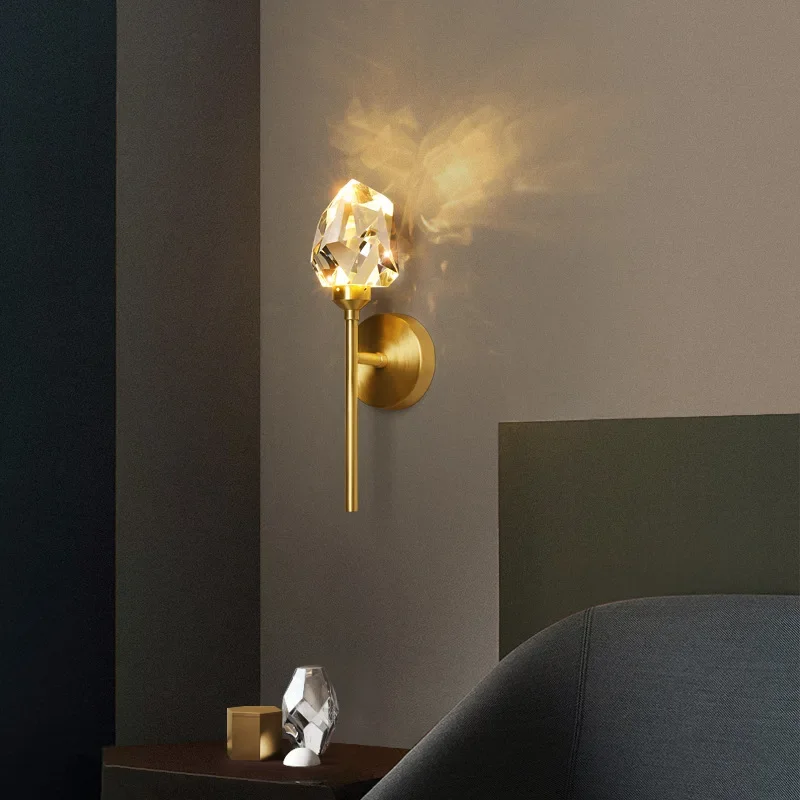 

Crystal Wall Lamps Modern Bedroom Decor Bedside Living Room Bathroom Nordic Glass Decoration Sconce Wall Light Background Indoor