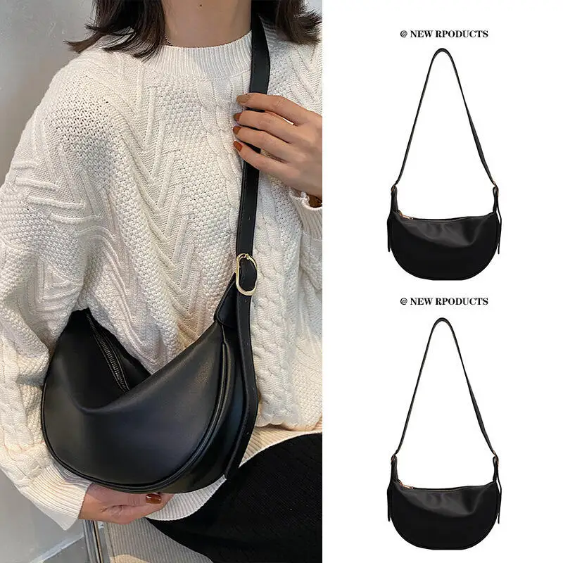 Fashion Jiaozi Bao Women Shoulder Bags New Texture Solid Color Niche Soft Leather Korean Leisure Versatile Outdoor Crossbody Bag