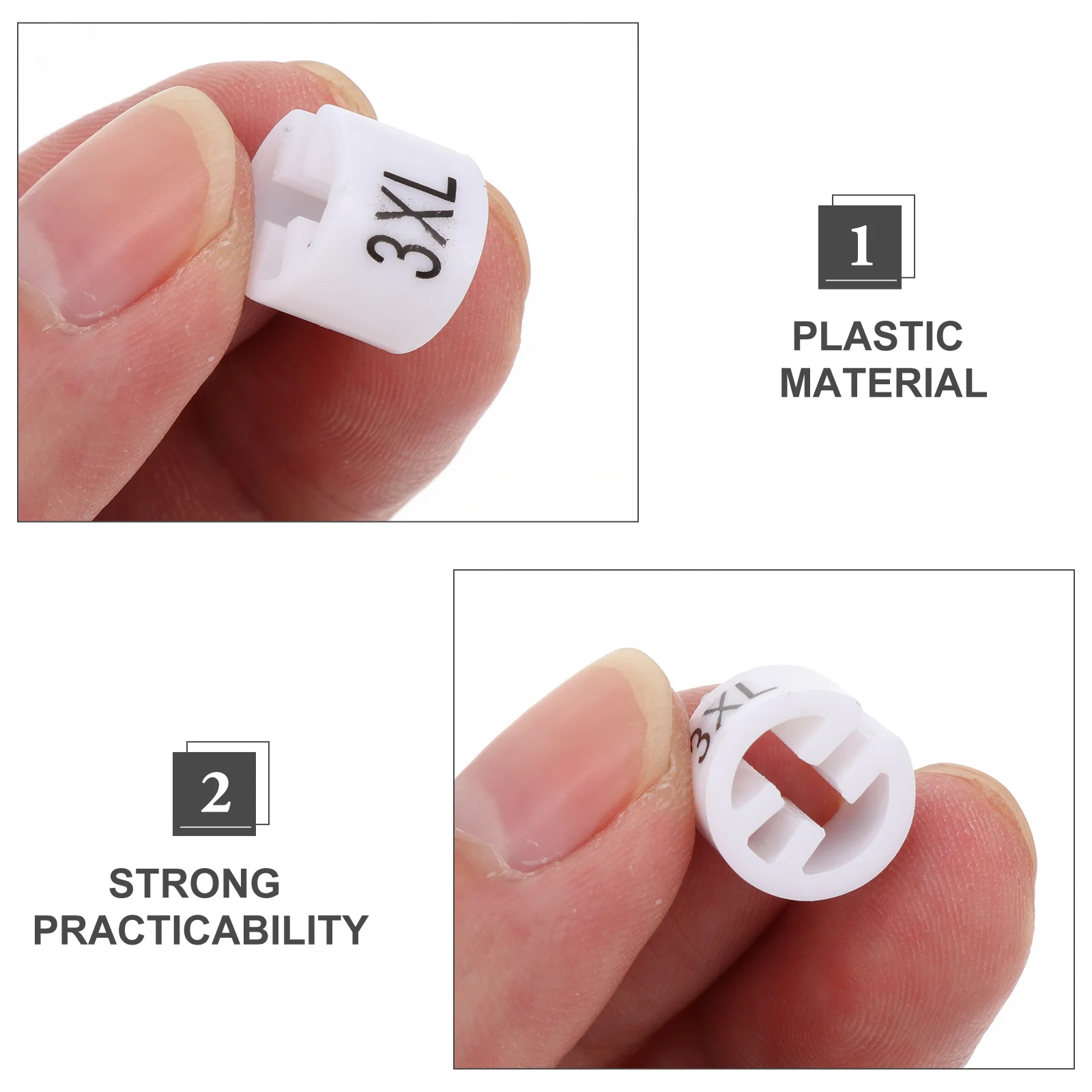 

100Pcs Size Markers White Plastic Clothes Hanger Garment Tags Wardrobe Display Organizer Color-Coding Kit Plastic Size Markers