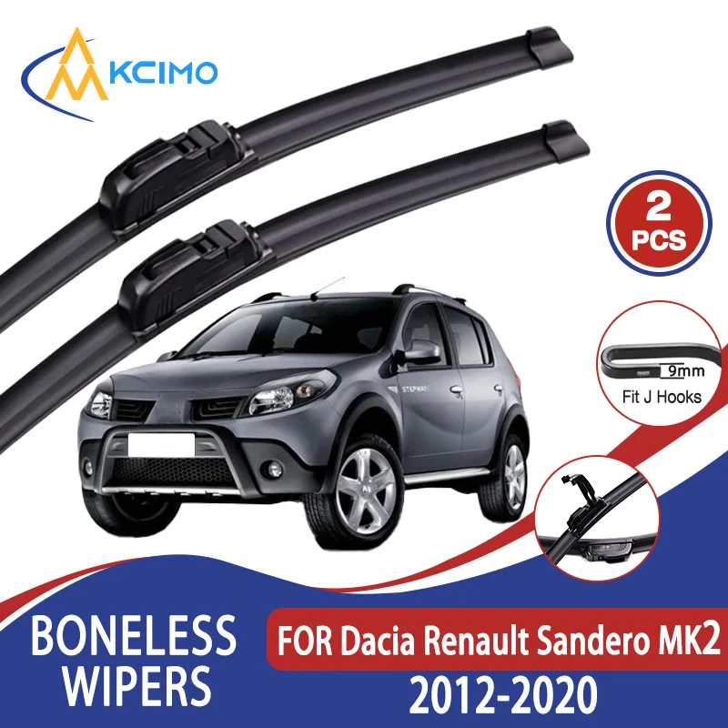 

For Dacia Renault Sandero MK2 2012-2020 Car Wiper U-type Soft Rubber Boneless Wiper HD Quiet Durable Automotive Wiper 22"+20"