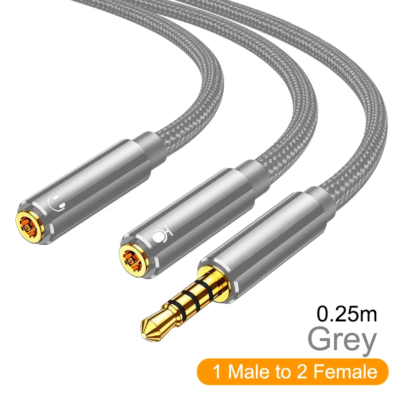 Hoofdtelefoon Splitter Audio Kabel Adapter Jack 3.5mm Male naar 2 Vrouwelijke Oortelefoon Y Splitter Verlengsnoer voor Telefoon Laptop PS5 MP3