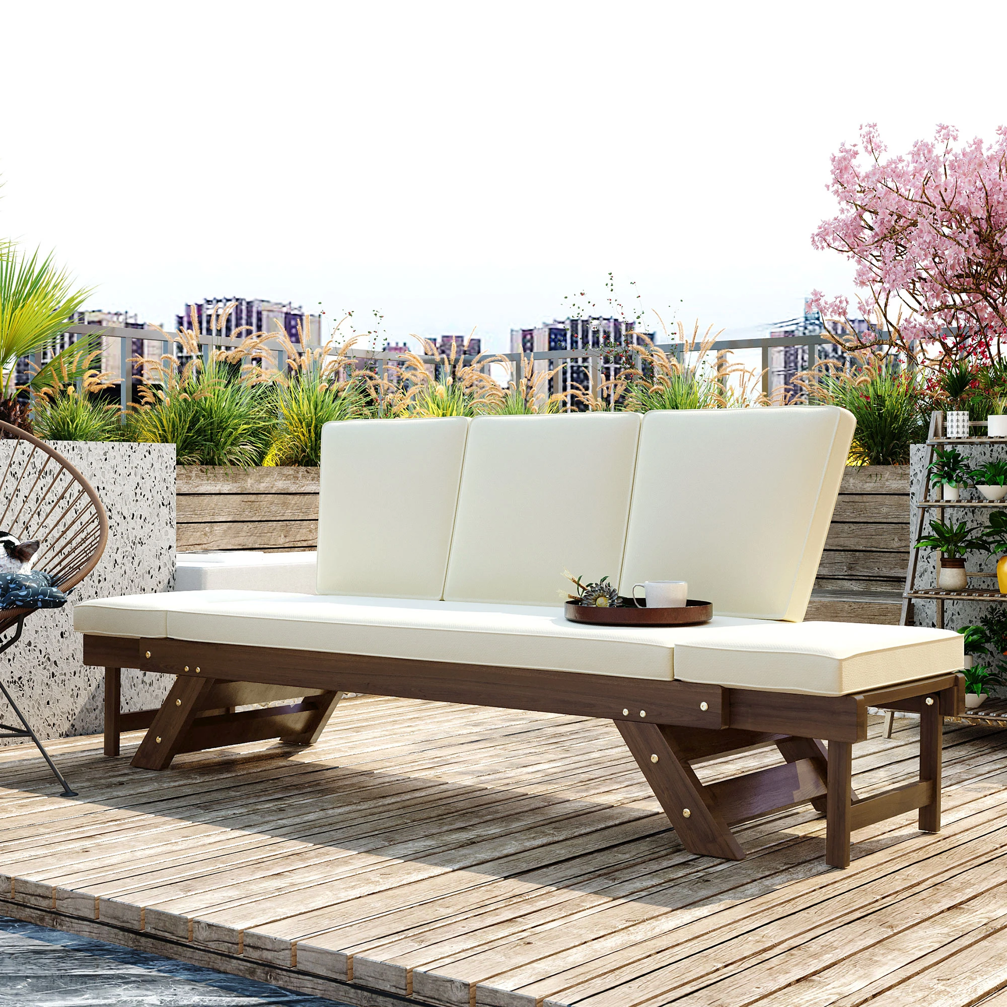 Verstellbares Acacia-Holz-Tage – Outdoor Daybed Furniture Bewertung und Preis