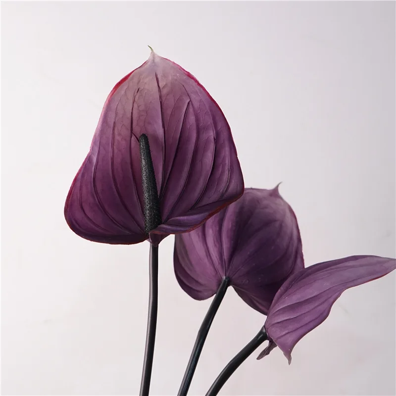 5Pc Artificial Feel Latex PVC Anthurium Flower Calla Lily for Wedding Background Flower Arrangement Home Party Event Decor Flore
