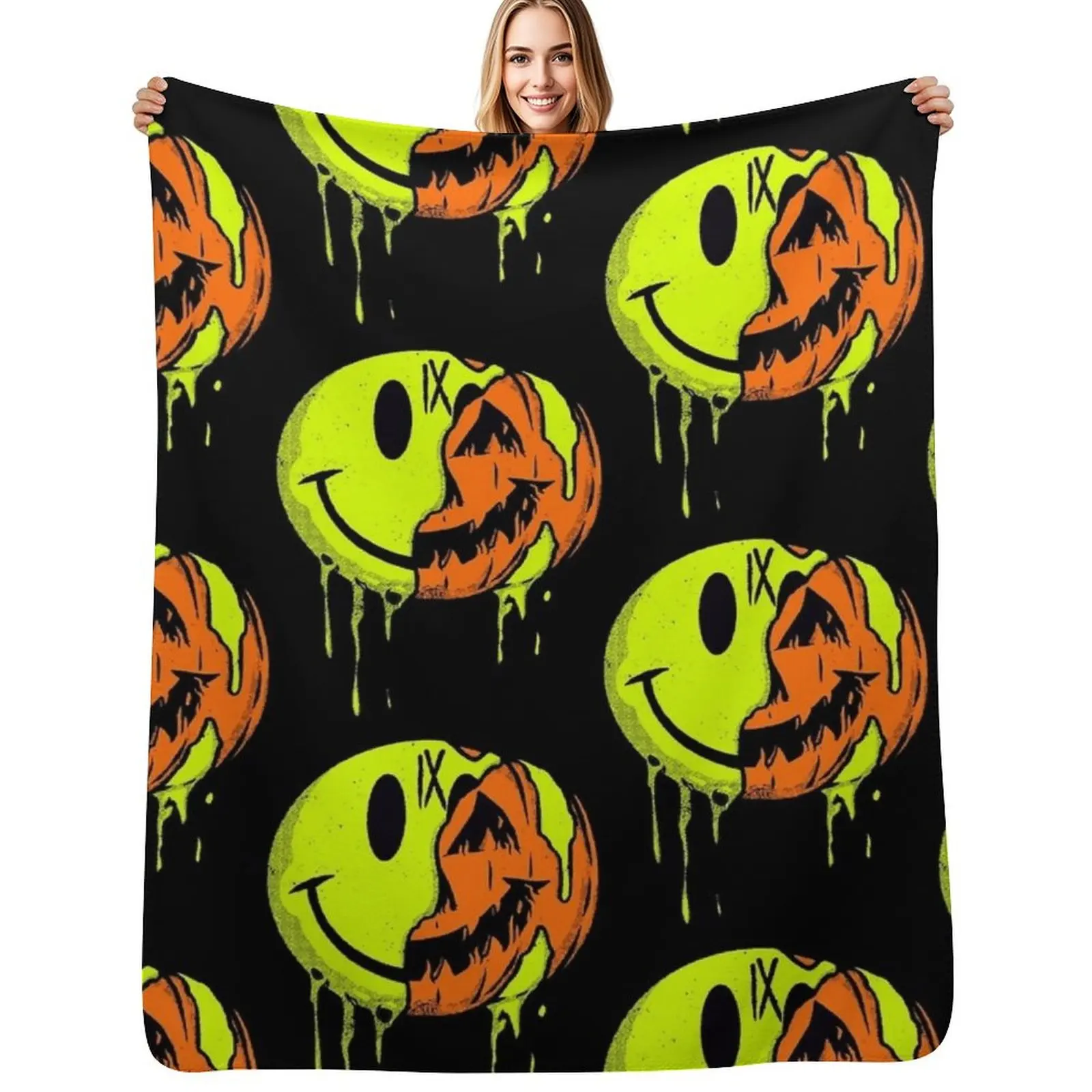 glossy smile Throw Blanket Breathable Lightweight Blanket for Adults Kids