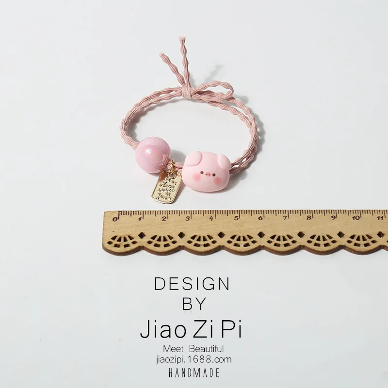 ربطات شعر الخنزير الوردي، أربطة مطاطية لطيفة للنساء على الطراز الكوري الياباني، إكسسوارات شعر أنيقة