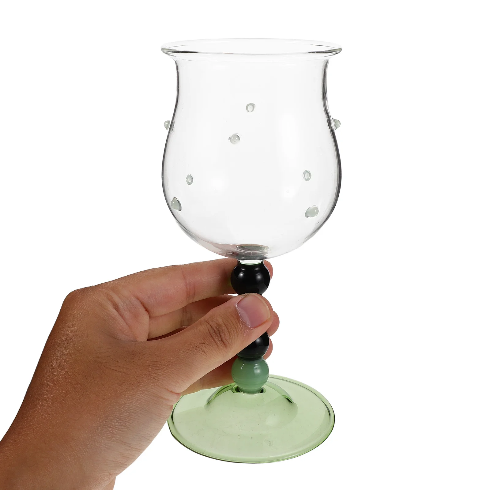 

Green Beaded Wine Goblet Glass Vintage Stemmed Glassware Christmas Wedding Party Holiday Drink Cups Beaded Glasses Drinking