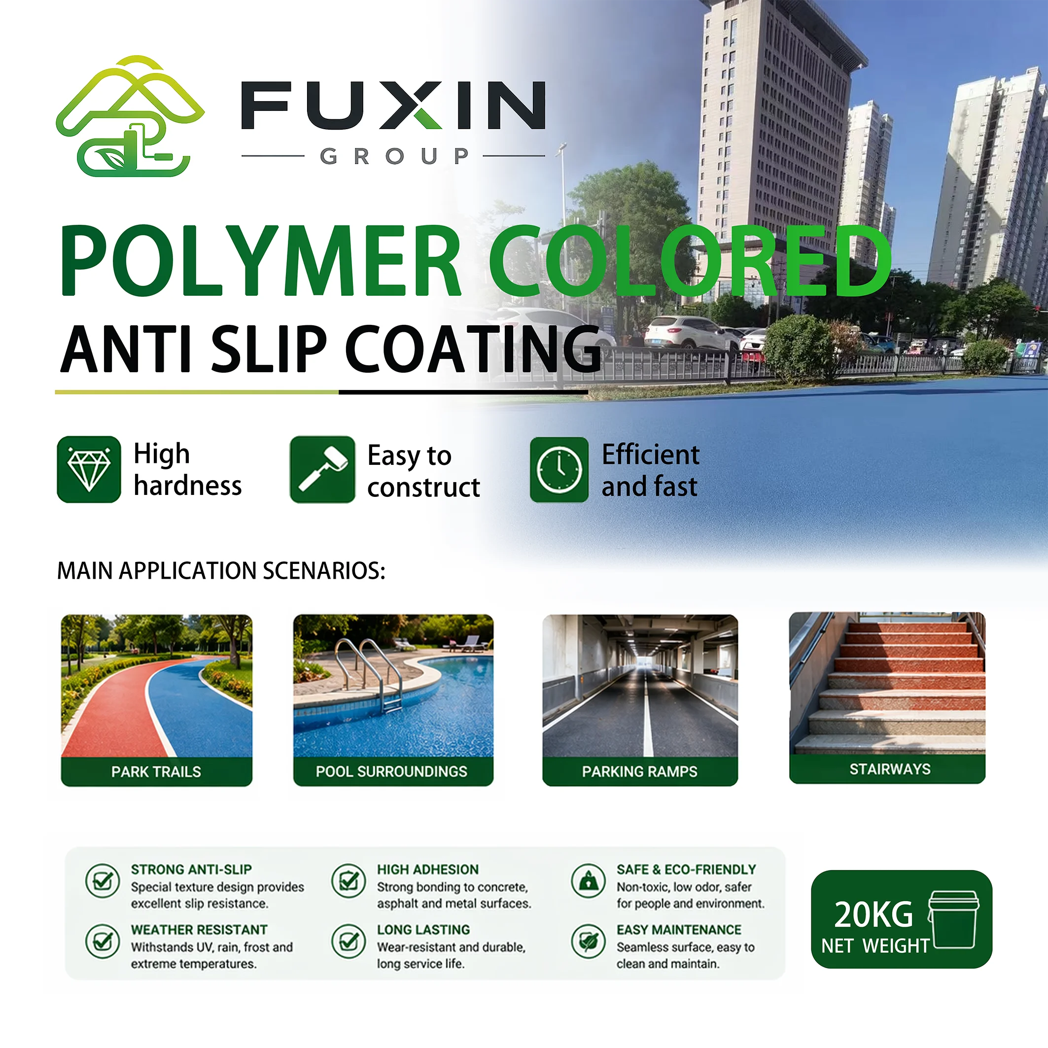 

Polymer Colored Anti-Slip Coating for Concrete Asphalt Road Floor High Adhesion Durable Waterproof Anti Skid Pavement Coating