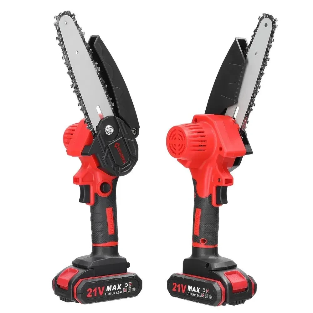 21V Portable 6 inch Mini Electric Pruning Saw Rechargeable Small Wood Splitting Chainsaw Woodworking Tool for Garden Orchard