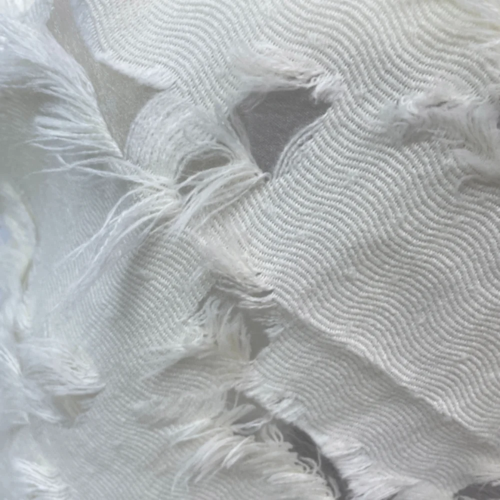 Beige Hollow Scattered Edge Jacquard Pattern Fabric Creative Apparel Full Dresses Fashion Design Cloth for Diy Sewing