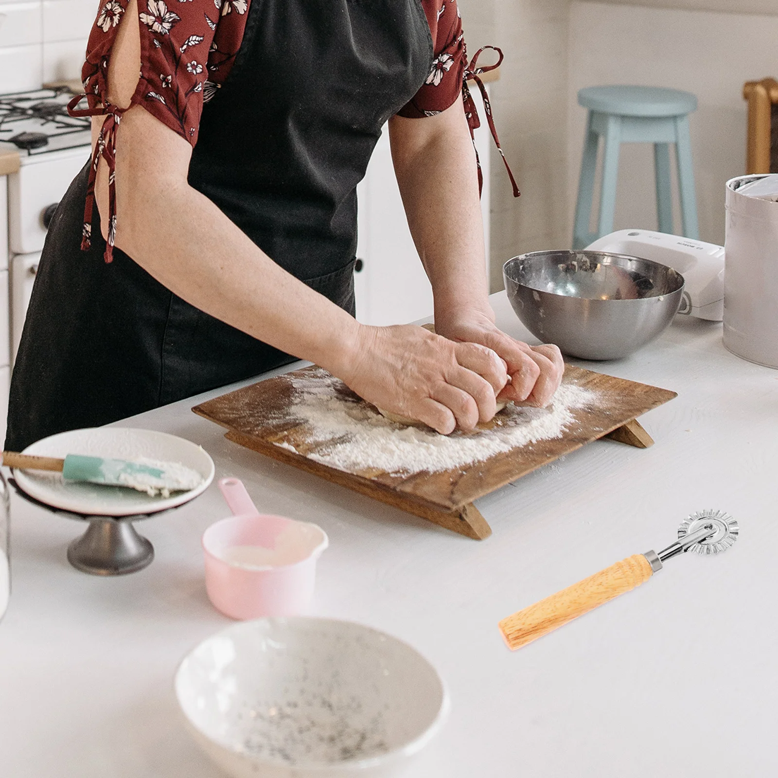 Stampo per timbri per biscotti Tagliente in lega Manico in legno Strumento di cottura per biscotti Biscotti Pasticcini Gadget da cucina Rullo per impasto Pasticceria