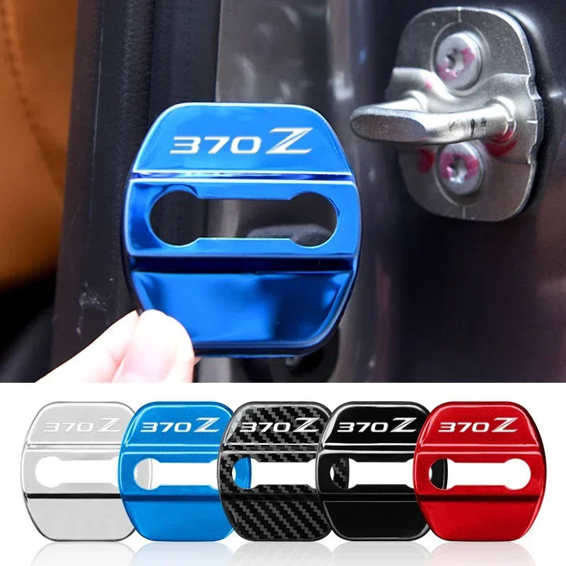 4PCS Car Door Lock Cover Stainless Steel Protection Buckle Case For Nissan 370Z Badge Door Stopper Anti-rust Decals Accessories