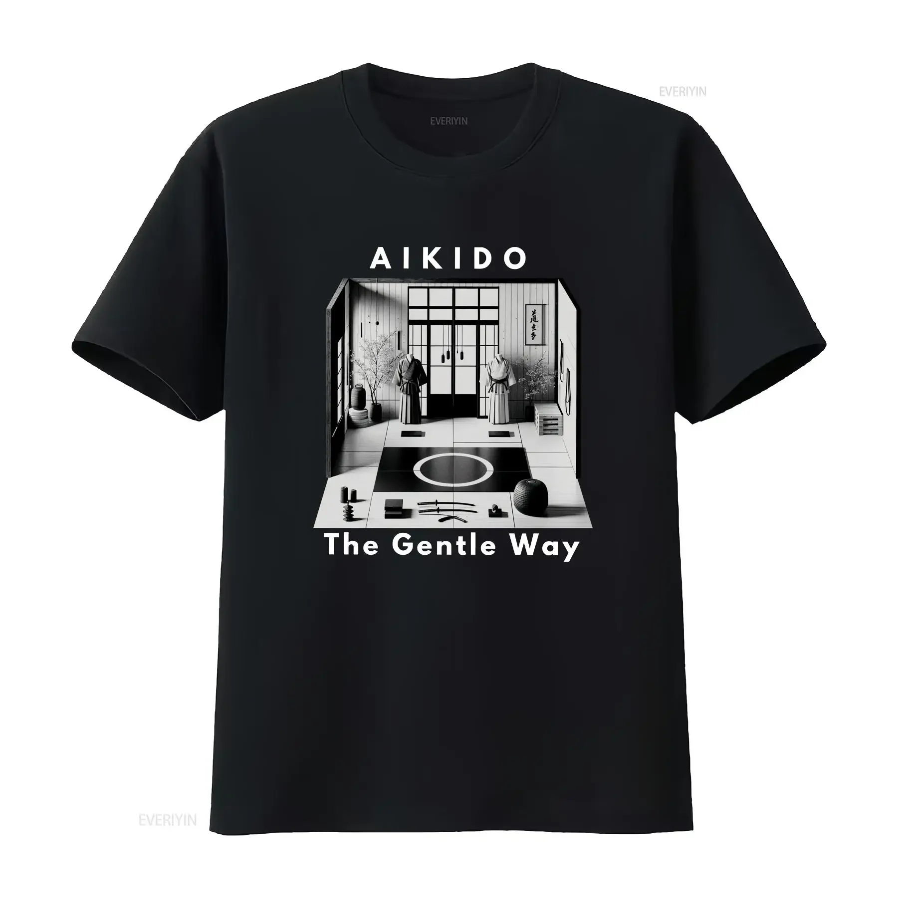 Aikido T Shirt Martial Art Heavy Cotton The Gentle Way Dojo Background Serene Design Ai Generated vintage Washed Stretched Soft