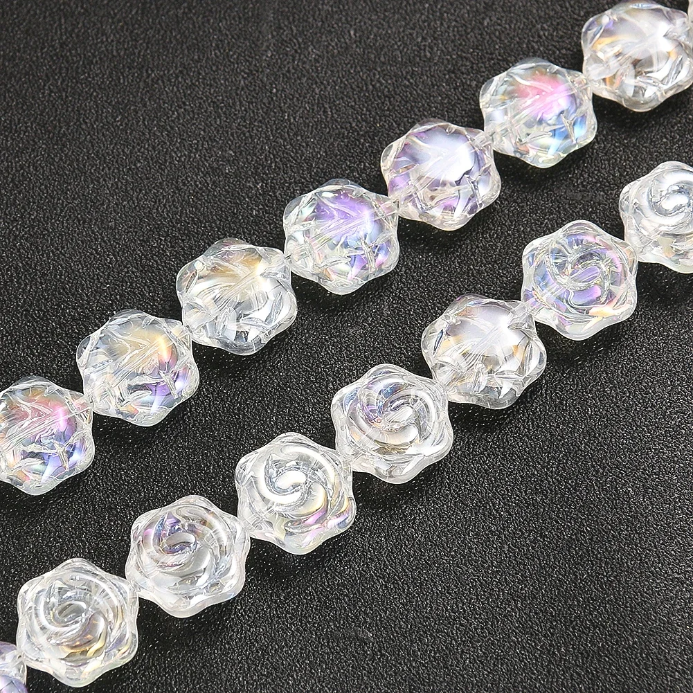 10PCS Color Rose Glass Hex Crystal Shiny Beads DIY Apparel Sewing Supplies Christmas Chandelier Parts Wedding Decor Accessories