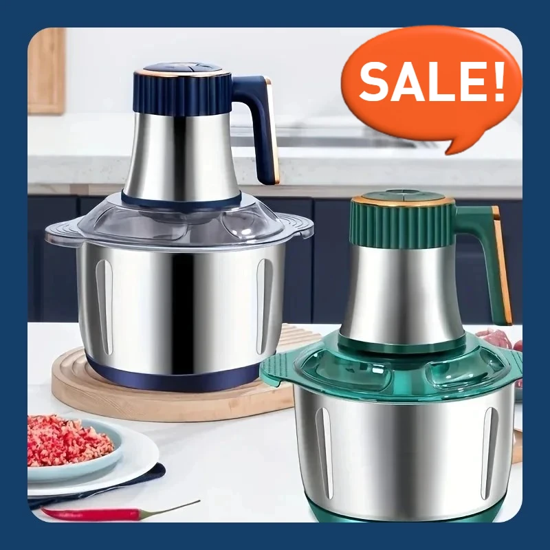 

New 5L Large Capacity Stainless Steel Automatic Meat Grinder Home Mixer Multi-Function Food Processor Multiple Speed Settings