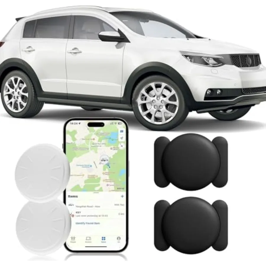 

Mini Hidden Car GPS Tracker with Magnetic Case for Vehicles Luggage Assets Black Works with Apple Find My iOS Only No Monthly F