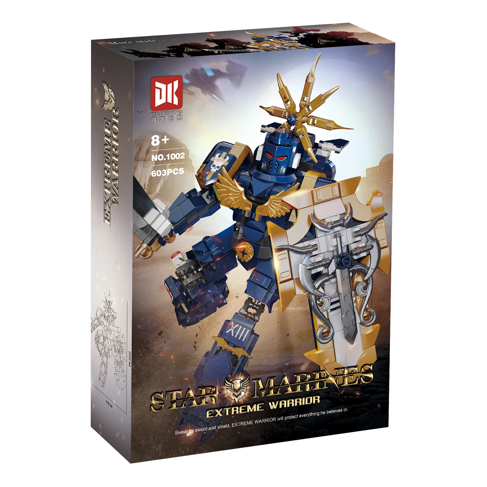 1002 الثقيلة درع المحارب 603 قطعة تمثال فارس جاهز للمعركة مع أسلحة قابلة للتبديل لتقوم بها بنفسك مجموعة التجميع لعبة