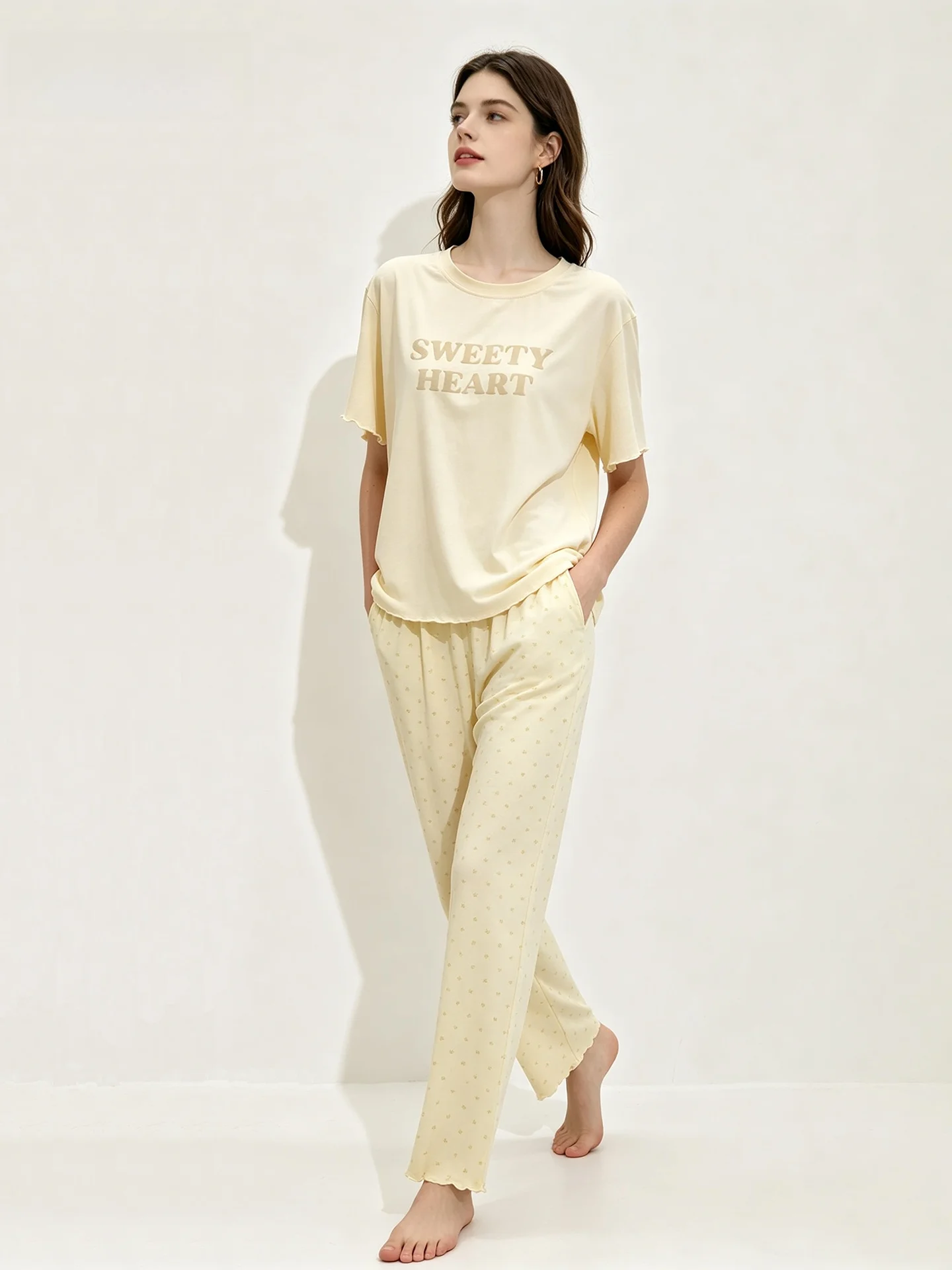 muse-dream-cool-sensation-modal-cotton-sleepwear-set-women's-summer-thin-loose-soft-short-sleeve-long-pants-home-clothes
