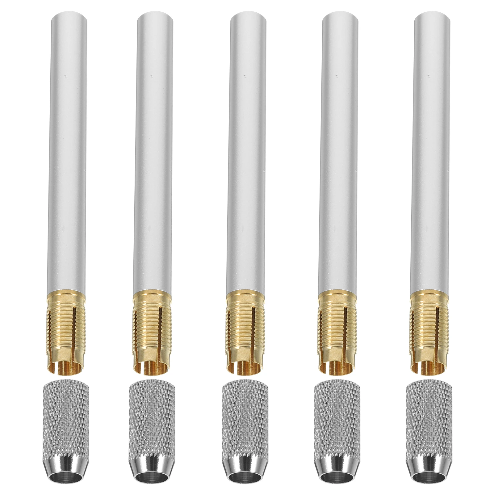 

5pcs Pencil Silver Adjustable for Artists Drawing Handle School Office Write Tool Colored Pencil Lengthener Office Supplies