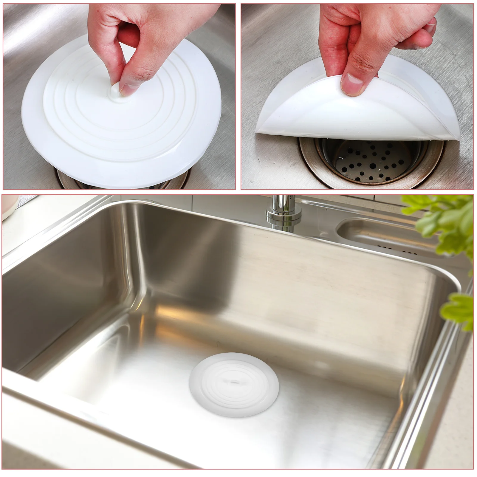 

4pcs Silicone Sink Plug Filter Set Cute Color Cover For Kitchen Bathroom Tub Stopper Hair Catcher Drain Strainer Shower Drain