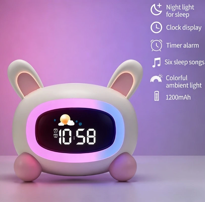 

Kids Sleep Trainer Alarm Clock, Cute Rabbit Night Light with 6 Lullabies, Color Changing ,Toddler Boys Girls Bedroom