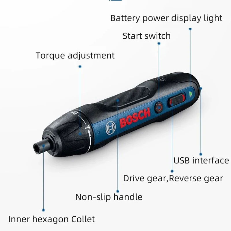 BOSCH 3.6V Electric Screwdriver BOSCH GO2 USB Rechargeable Multifunctional Automatic Cordless Hand Drill Household Power Tools