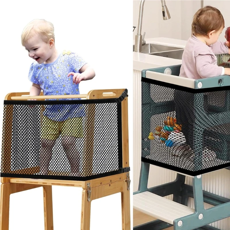 J15U 4 Sided Safety Netting Guard for Toddler Tower And Step Stool Toy Accessories