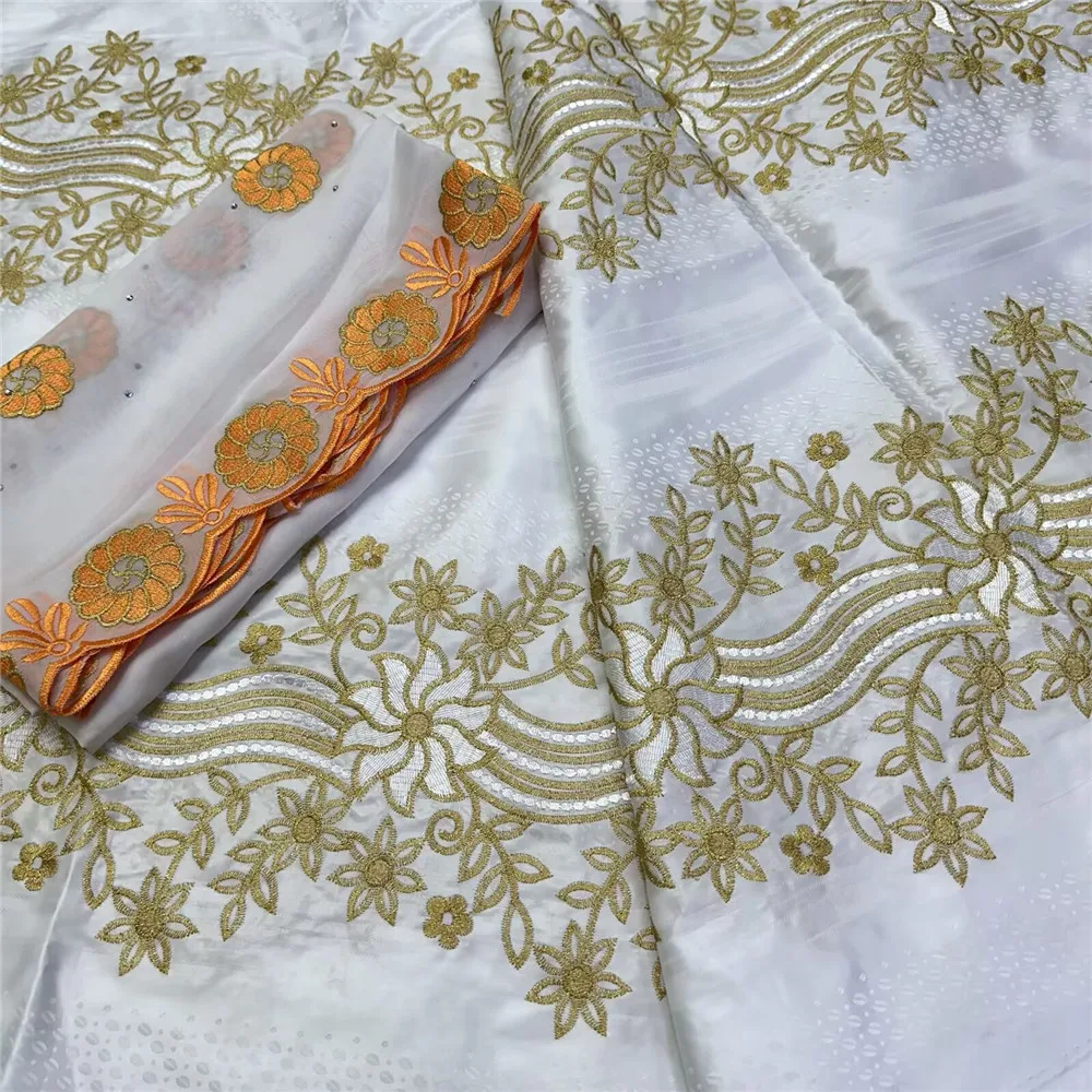 

Bazin VIP Rich Embroidery Guinea Brocade Lace Fabric With Scarfs High Quality African Material 7Yards Sew For Kaftan Dress 16A94