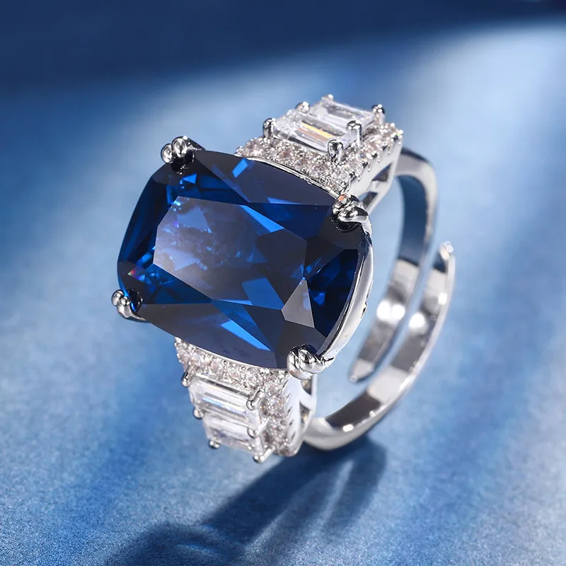 

Jewelry with copper base, gold-plated, colored gemstone corundum, 12*16mm, high-end design women's ring
