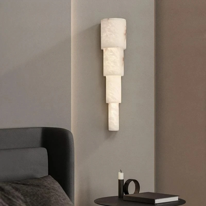 

Elegant Natrual Marble Wall Lights Luxury Modern LED Wall Sconces TV Background Corridor Bedside Villa Hotel Decor Lighting