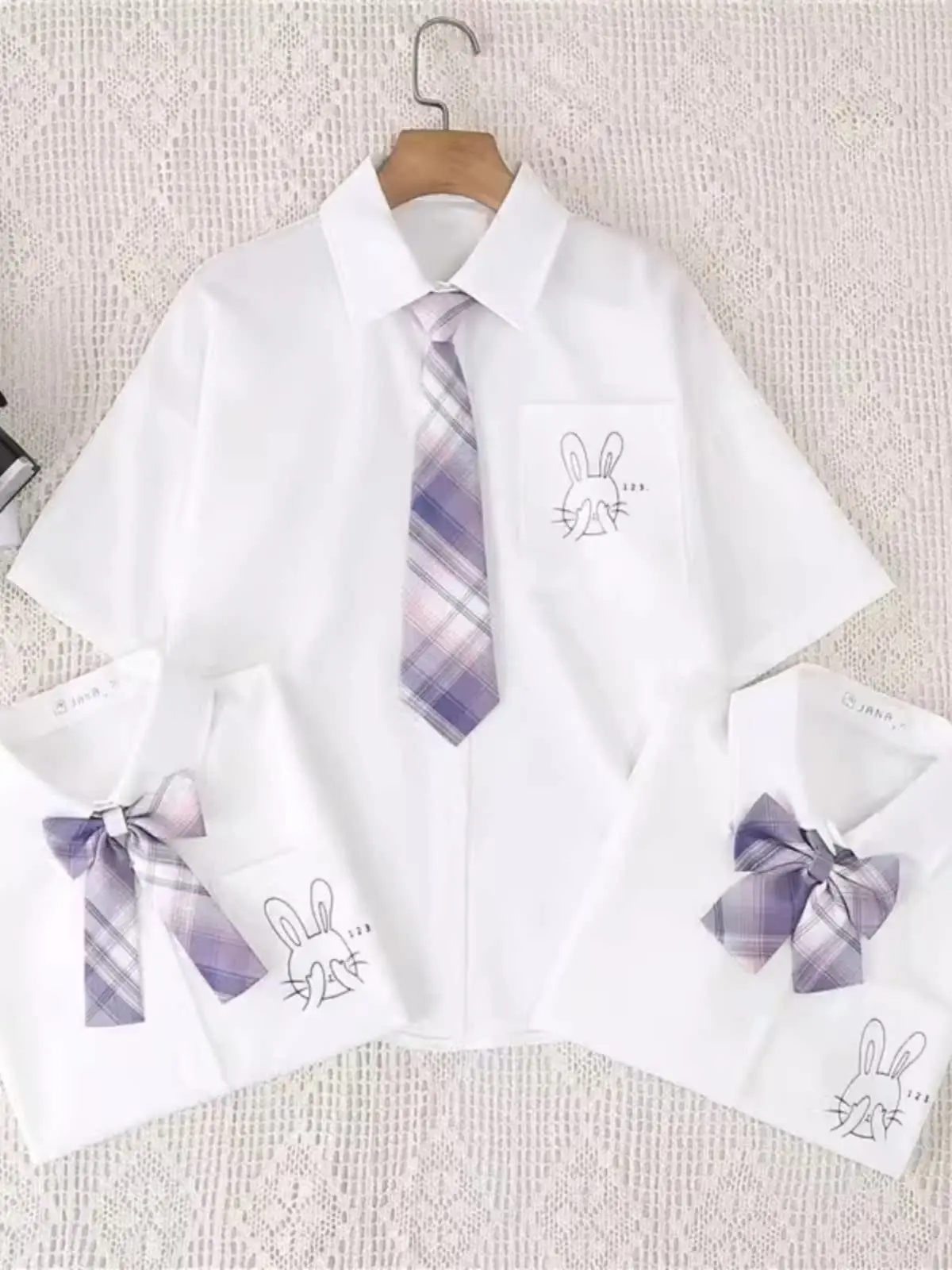 

Summer 2026 College Style Women's White Shirt Short Sleeve Thin Design Student Commute Top Sweet Style Pure Color Collar