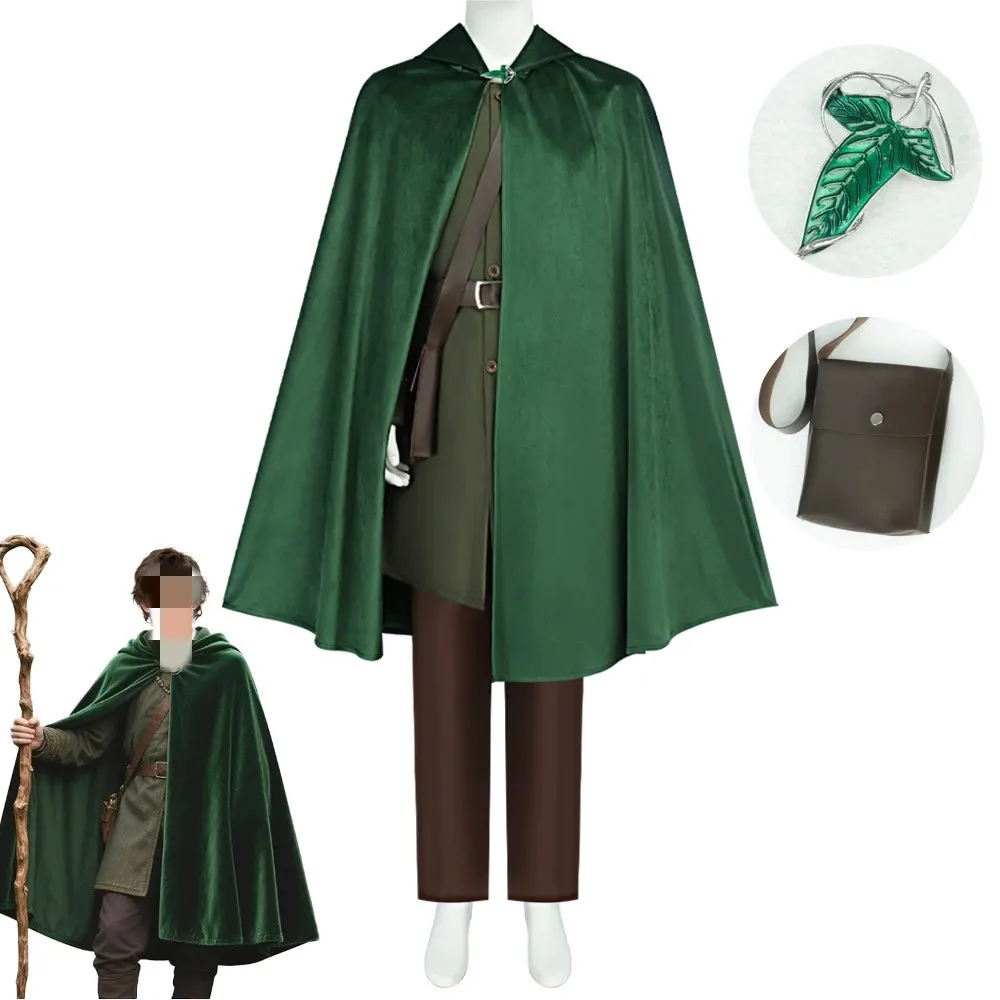 Película Bilbo Cosplay Baggins disfraz Lorded Rings traje capa cinturón para hombres adultos Halloween carnaval disfraz traje