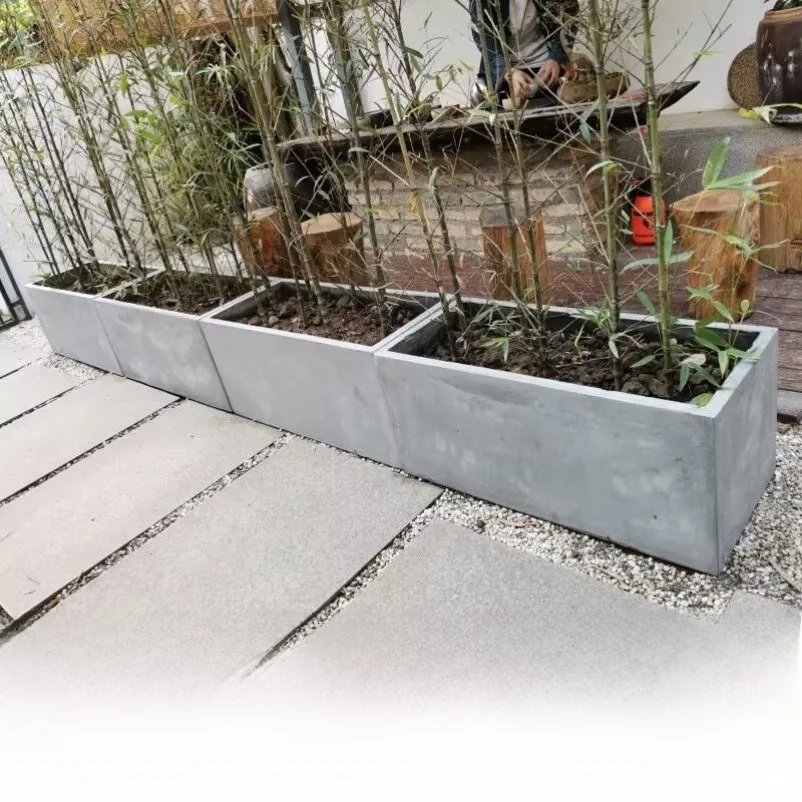 Large Rectangular Outdoor Living Room Cement Magnesite Flower Box Simple European Vintage Style Garden Decor Plant Pots