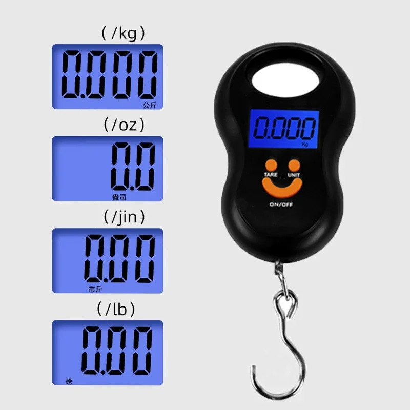 Portable 50Kg 10g Hanging Scale  Digital Scale BackLight Electronic  Fishing Weights Pocket Scale Luggage Scales Black