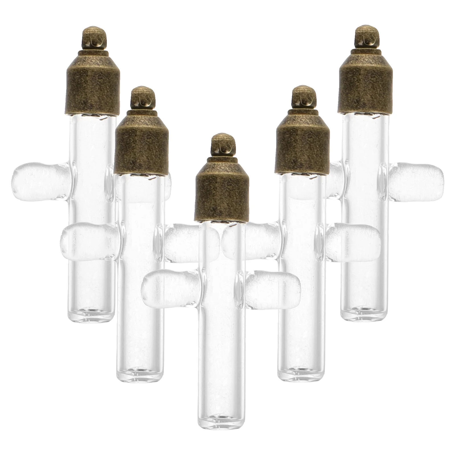 

5Pcs Mini Transparent Glass Bottles Cross Shape Openable Pendant Charms Wish Drifting Bottles Jewelry Craft Vials