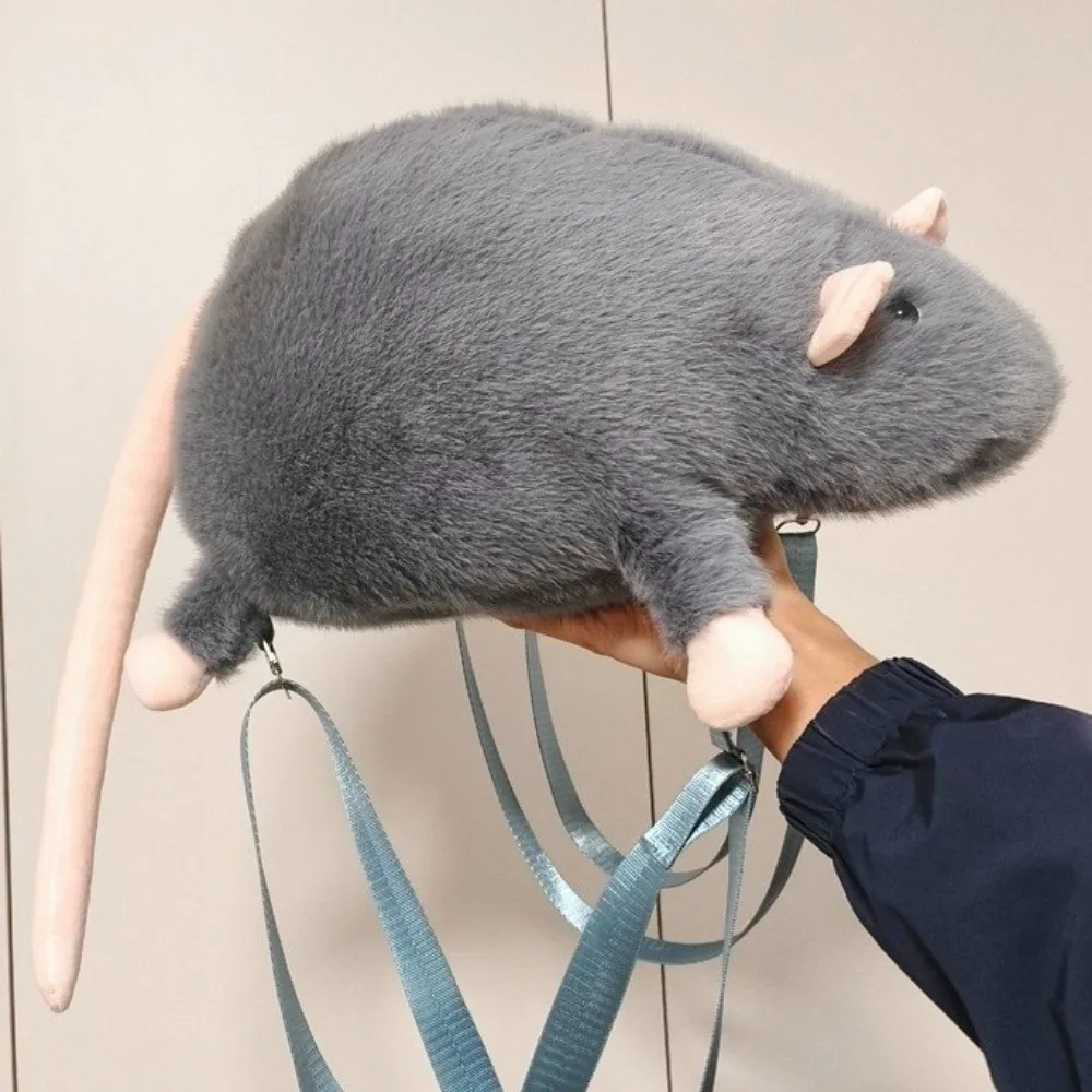 Soft Flower Branch Rat Backpack Realistic Design Large Capacity Animal Figure School Bag Cartoon Grey Brown Color Mouse Daypack