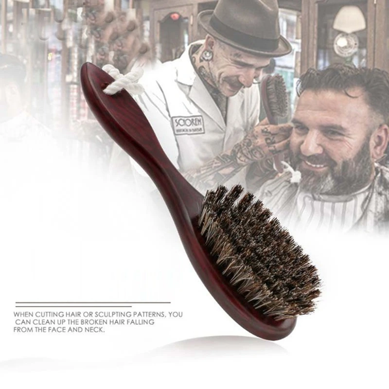 Horse Hair Wave Hair Beard Brush Hair Comb Wooden Handle Large Curved Comb Men Natural Hair Combs Hair Styling Tools