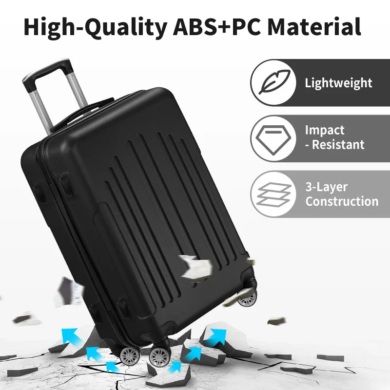 Набор из 3 чемоданов из 3 твердых чемоданов из АБС-пластика + ПК с замком TSA, 4 вращающимися колесами, легкий дорожный чемодан на тележке для переноски Che