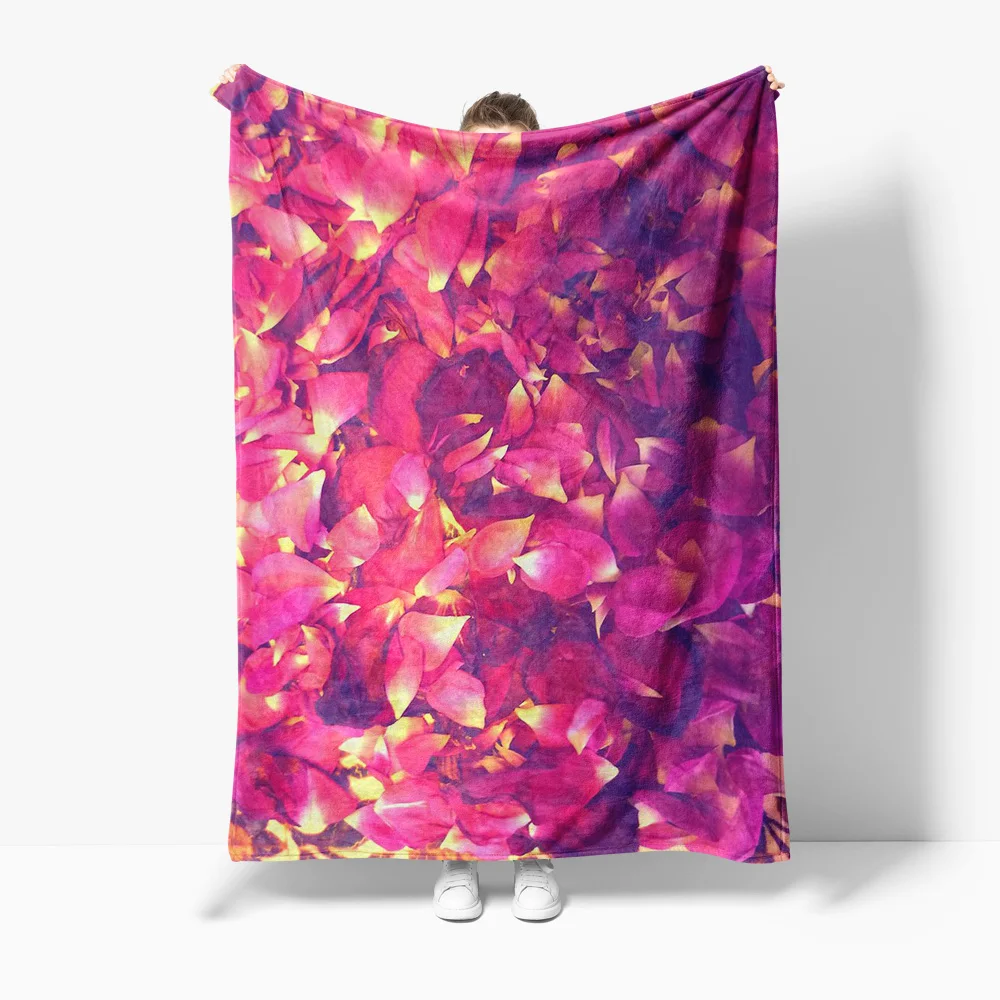 

Soft Fleece Blanket Floral Petal Print Throw Blanket Bed Sofa Decorative Cushion Cover Gift