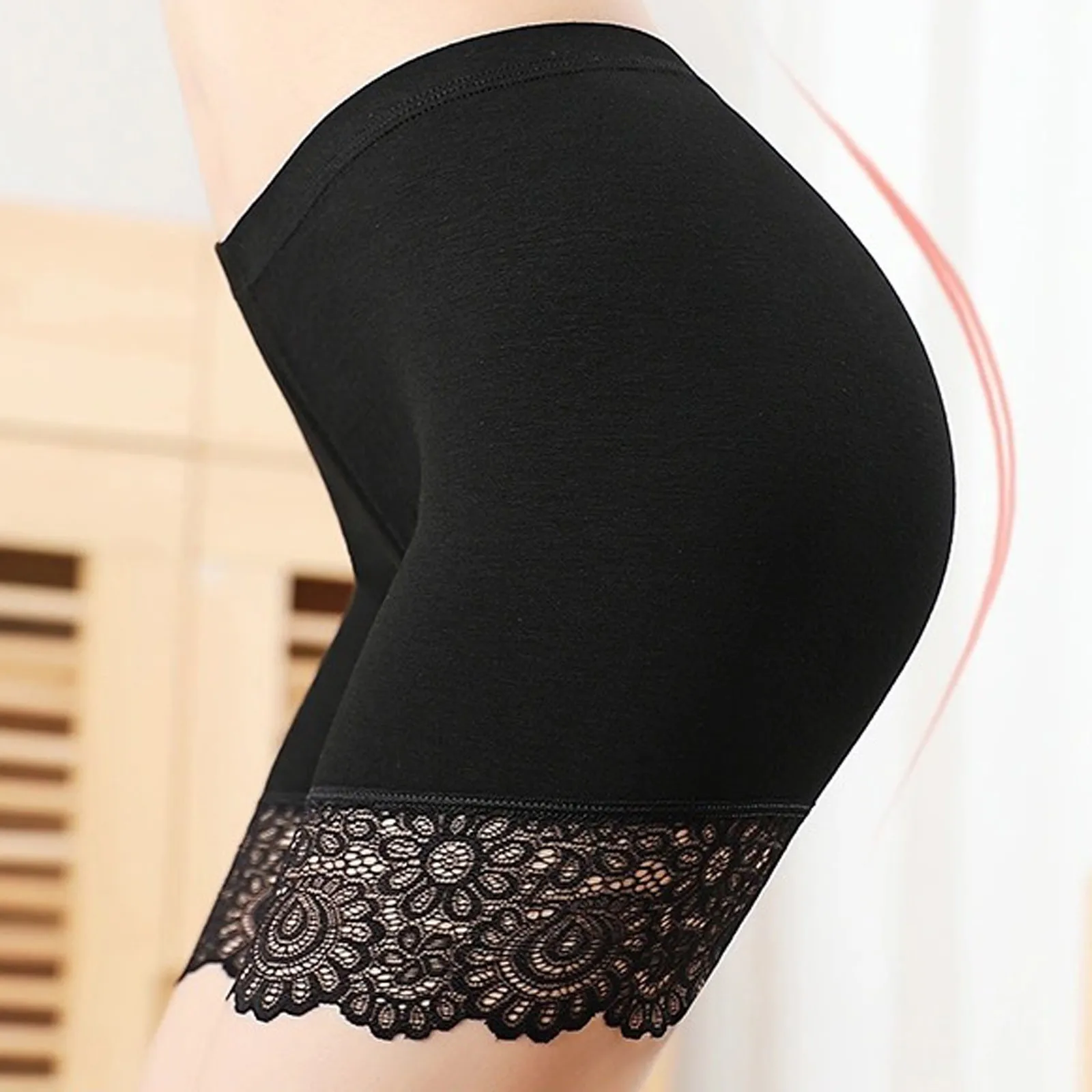 Women Seamless Underwear Shorts Soft Cotton Safety Short Pants Female Sexy Lace Black Boxers Women Boyshort Panties Shorts